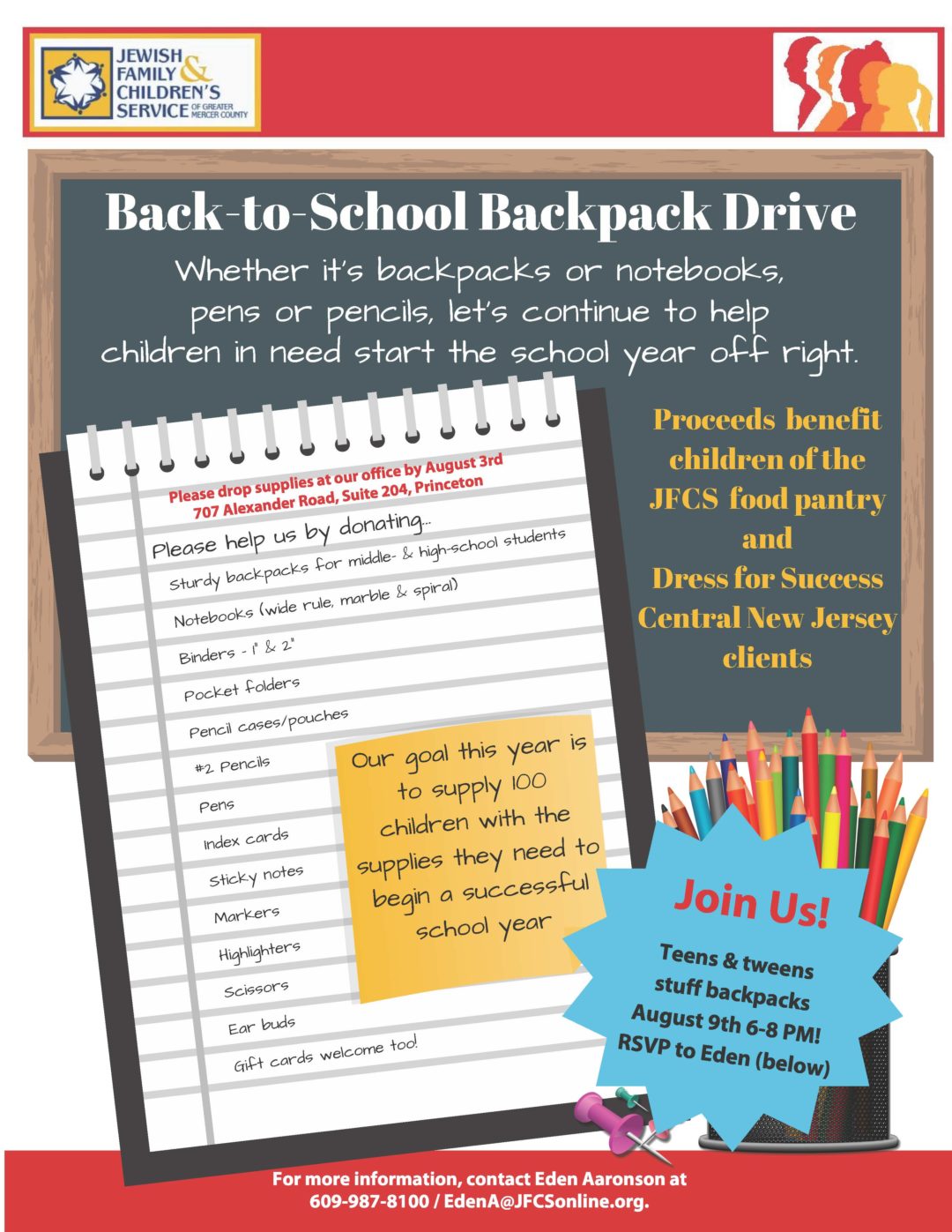 BackToSchool Backpack Drive JFCS of Greater Mercer County